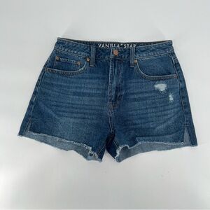 Vanilla Star High Rise Shortie Cut Off Ripped Jean Shorts Size 5 Women's